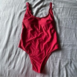 Red One-Piece Low Back Bathing Suit